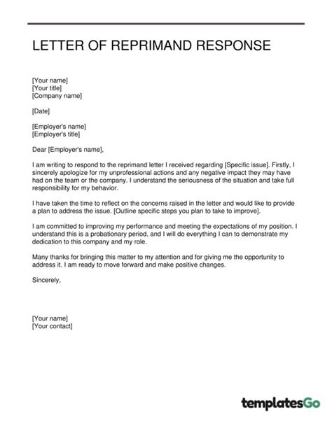 Employee Reprimand Letter Template
