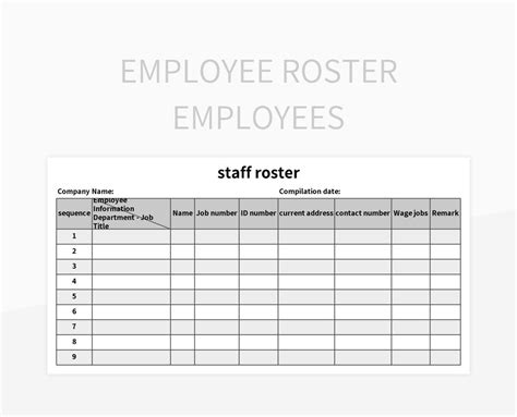 Employee Roster Template