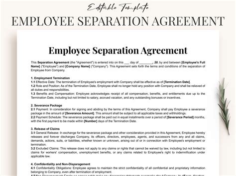Employee Separation Agreement Template