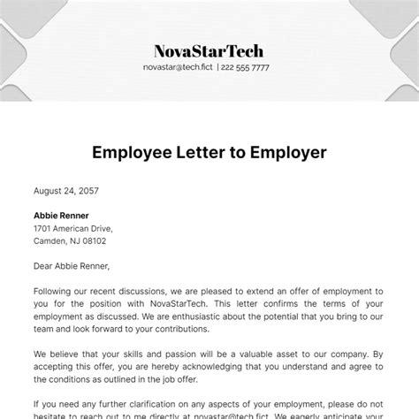 Employer Letter Template