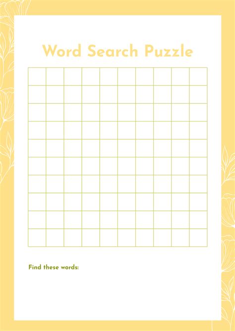 Empty Word Search Template