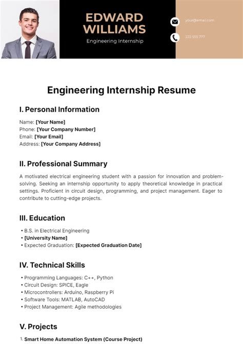 Engineering Internship Resume Template