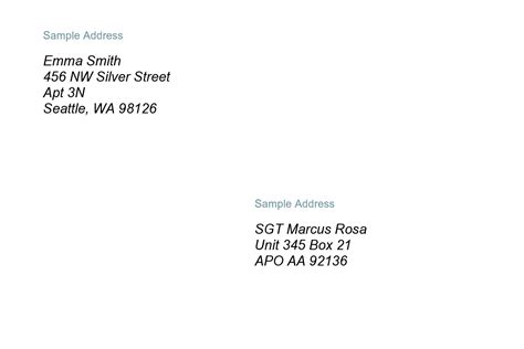 Envelope Template Address