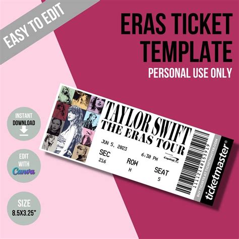 Eras Tour Ticket Template Free