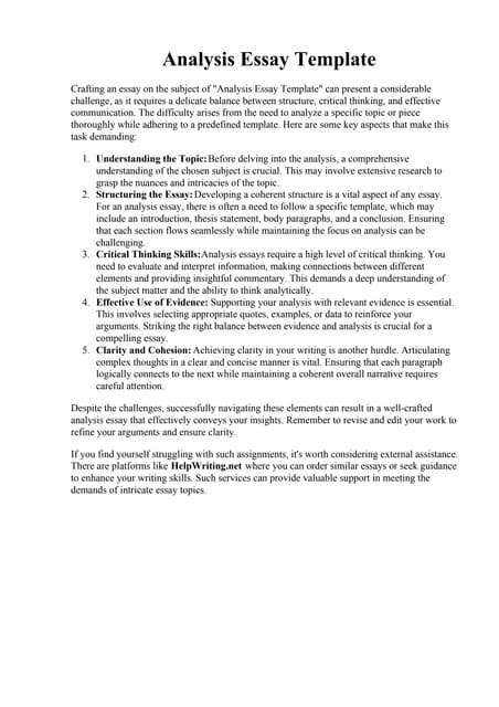 Essay Analysis Template