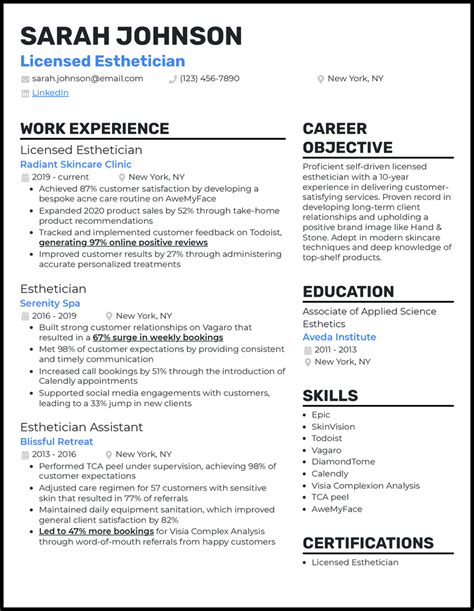 Esthetician Resume Template