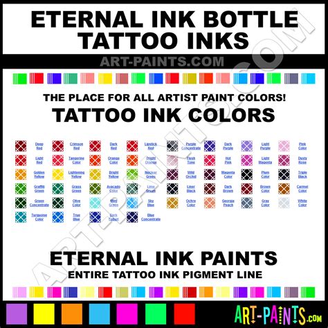 Eternal Ink Colour Chart