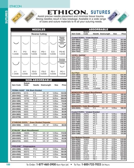 Ethicon Prolene Suture Catalog