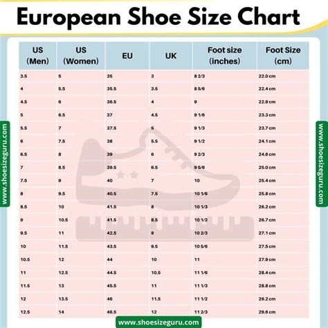 Eu Footwear Size Chart