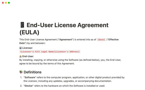 Eula Software License Agreement Template