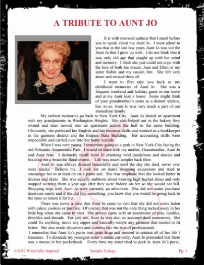 Eulogy Template For Aunt