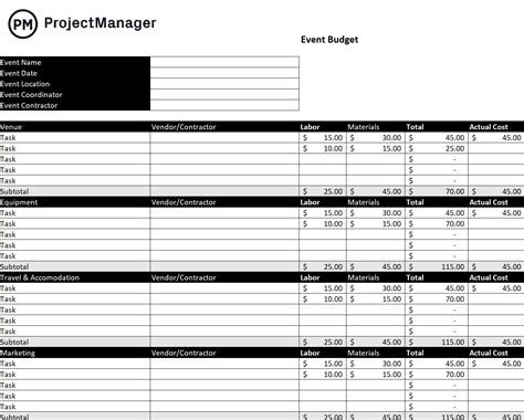 Event Budget Templates