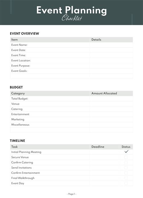 Event Planning Template Google Docs