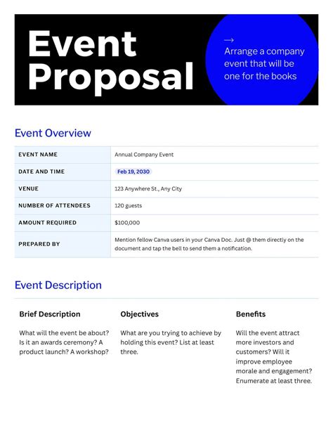 Event Proposals Template