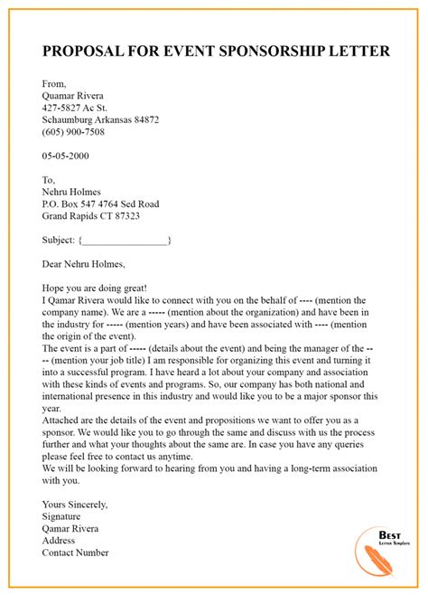 Event Sponsor Letter Template