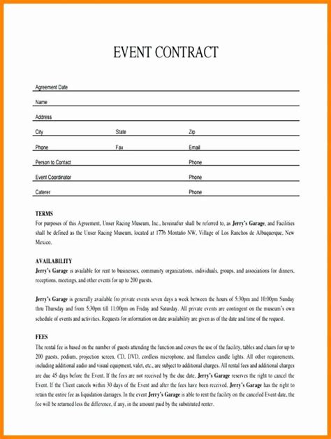 Event Venue Contract Template