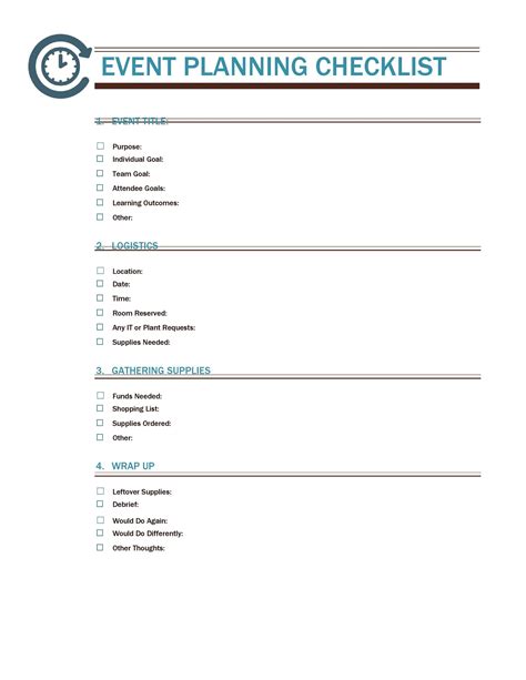 Events Checklist Template