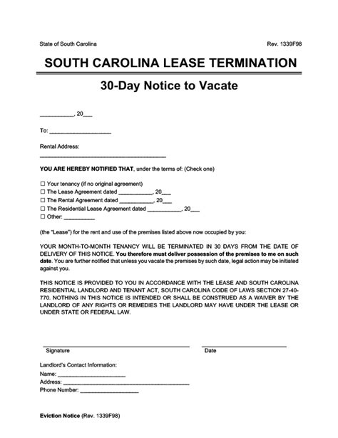 Eviction Notice Template Sc