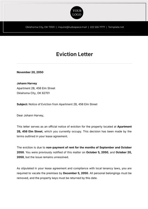 Eviction Template Letter