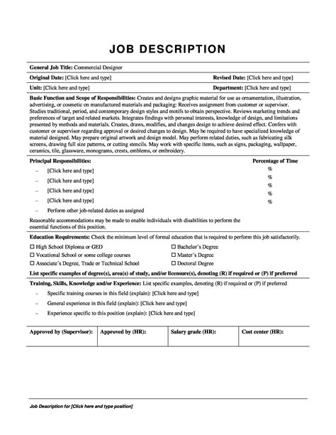 Example Job Description Template