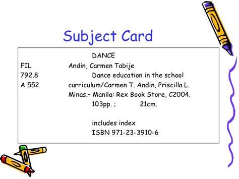 Example Of Author Title And Subject Card Catalog