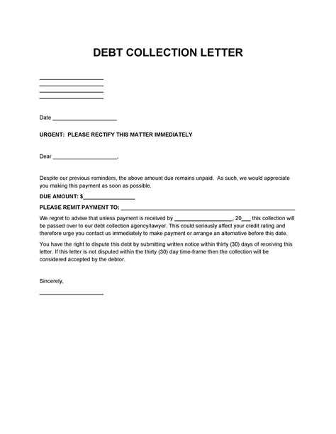 Example Of Collection Letter Template