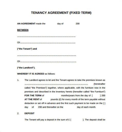 Example Tenancy Agreement Template