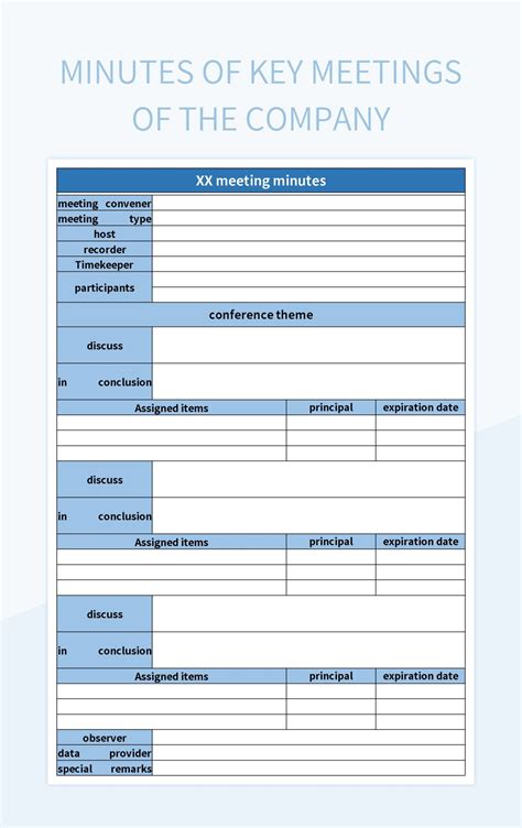 Excel Minutes Templates For Meetings