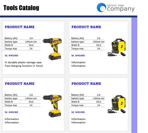Excel Product Catalog Template Free Download