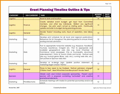 Excel Template Event Planning