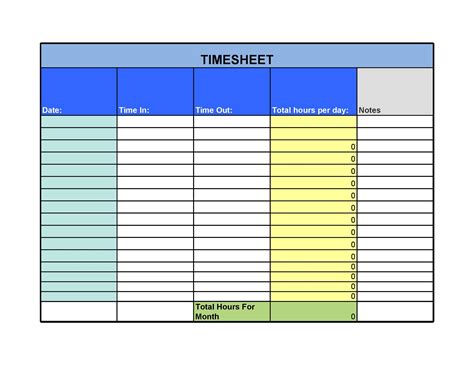 Excel Timesheet Template