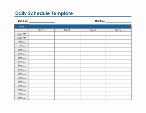 Excel Timetable Template Daily