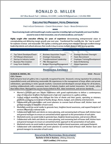 Executive Management Resume Templates