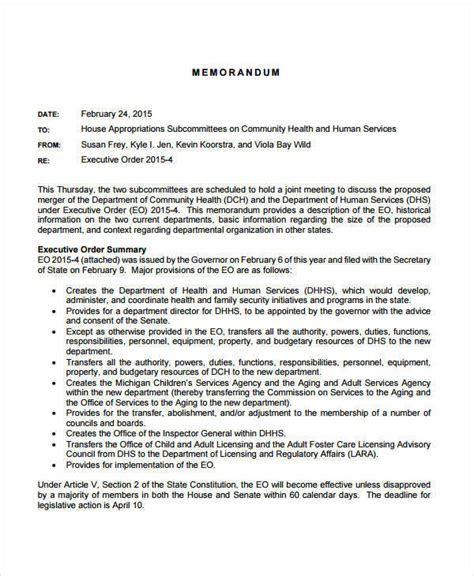 Executive Memorandum Template