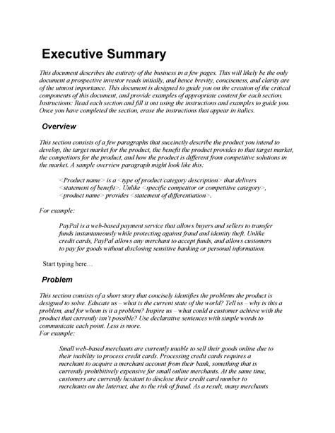 Executive Summary Templates