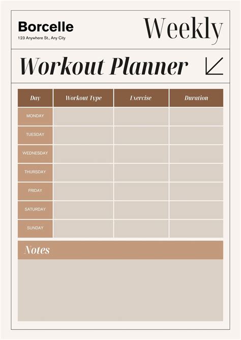 Exercise Weekly Planner Template