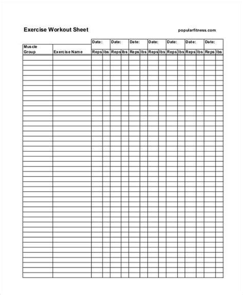 Exercise Workout Sheet Template