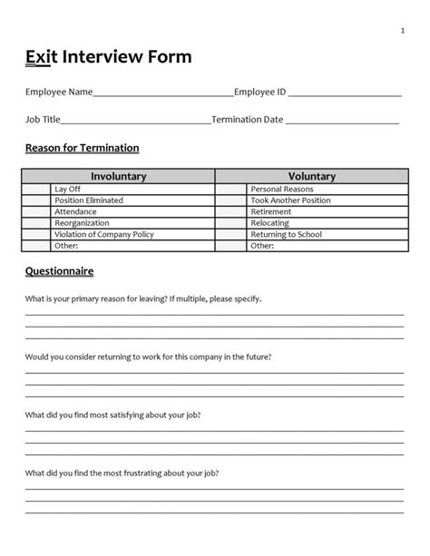 Exit Interview Template Word