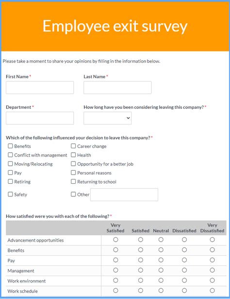 Exit Survey Template