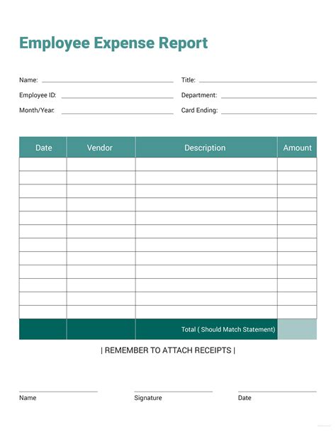 Expense Report Template Free