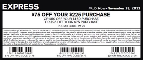 Express Coupons Printable 30 Off 75 July 2016