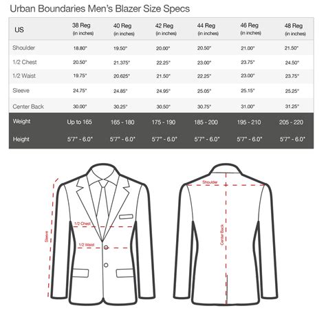 Express Suit Size Chart