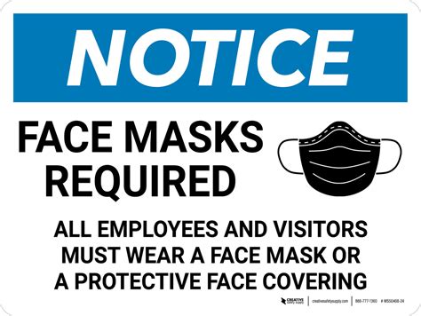 Face Masks Must Be Worn Sign Printable