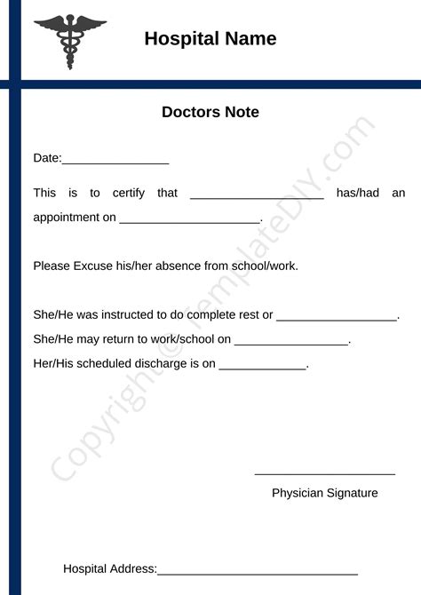 Fake Doctors Note Template For Work