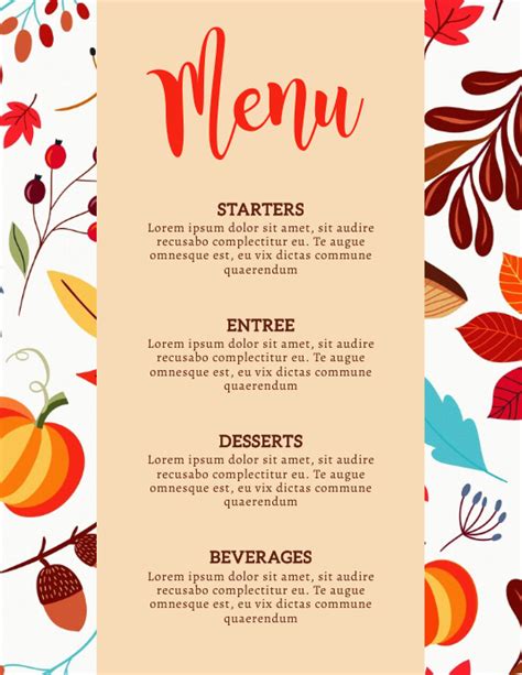 Fall Menu Template