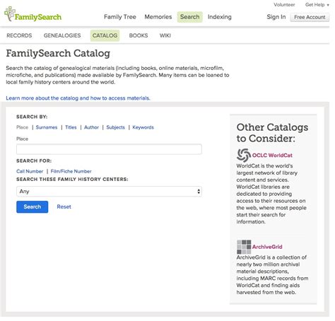 Familysearch Org Catalog Search