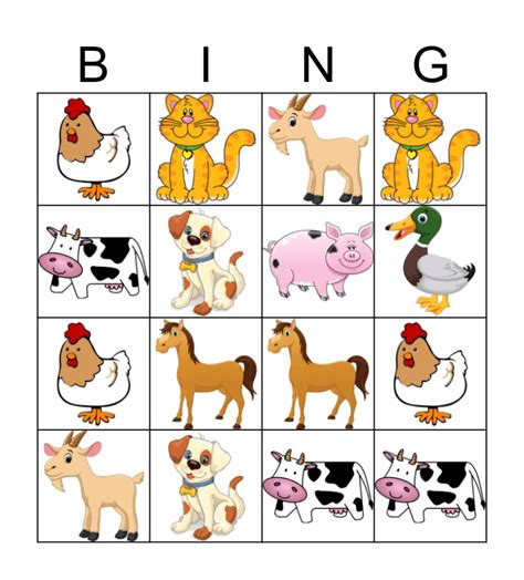 Farm Animal Bingo Cards Printable