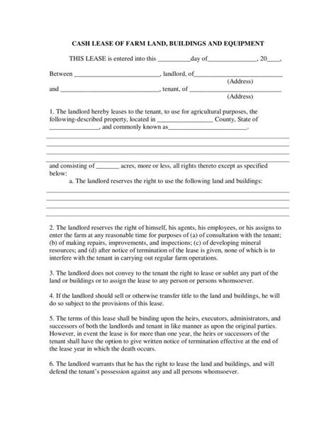 Farm Land Rent Contract Template