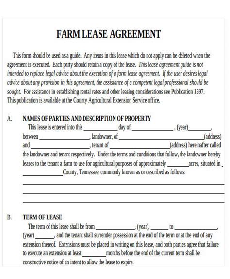 Farm Lease Template