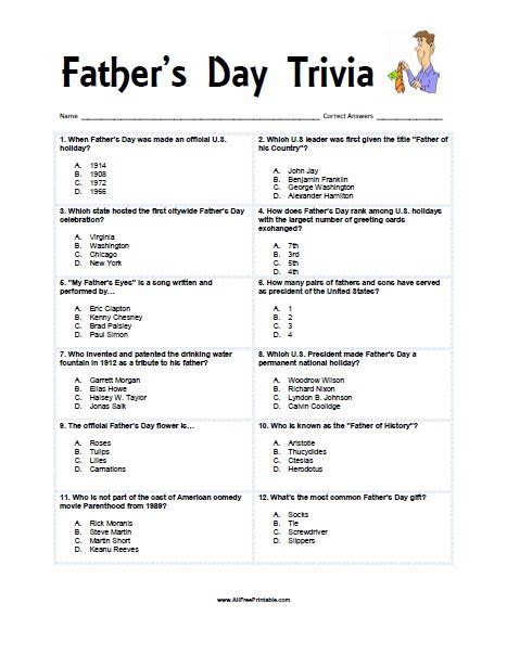Fathers Day Questions Printable Free